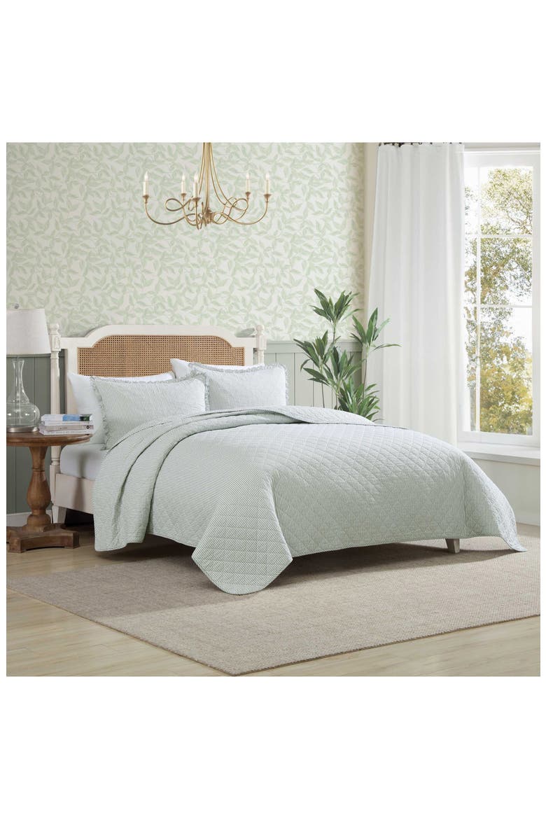 Oxford Quilt & Sham 3-Piece Set, Alternate, color, GREEN