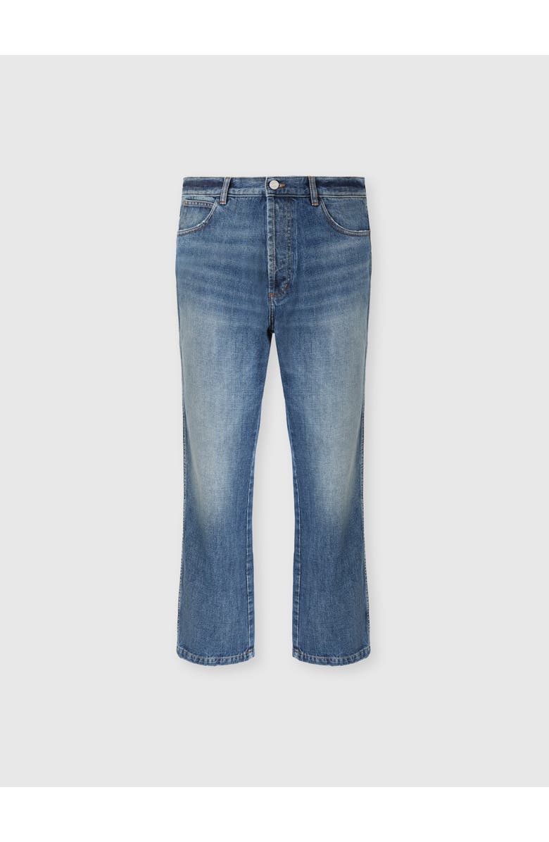 Missoni Five-pocket Cotton Denim Trousers With Zigzag Embroidery, Main, color, Beige& White