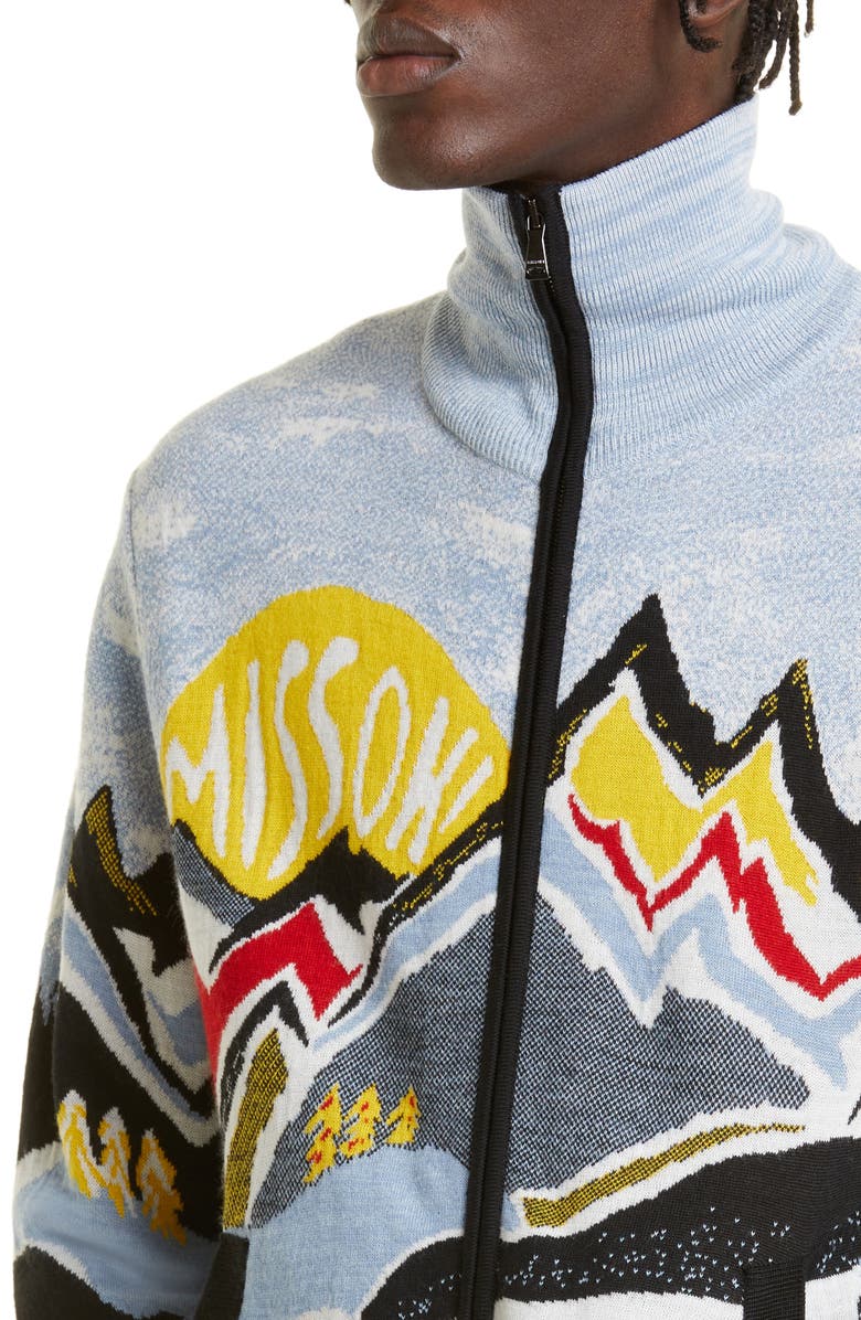Missoni Mountain Scene Jacquard Wool Blend Zip Cardigan, Alternate, color, 