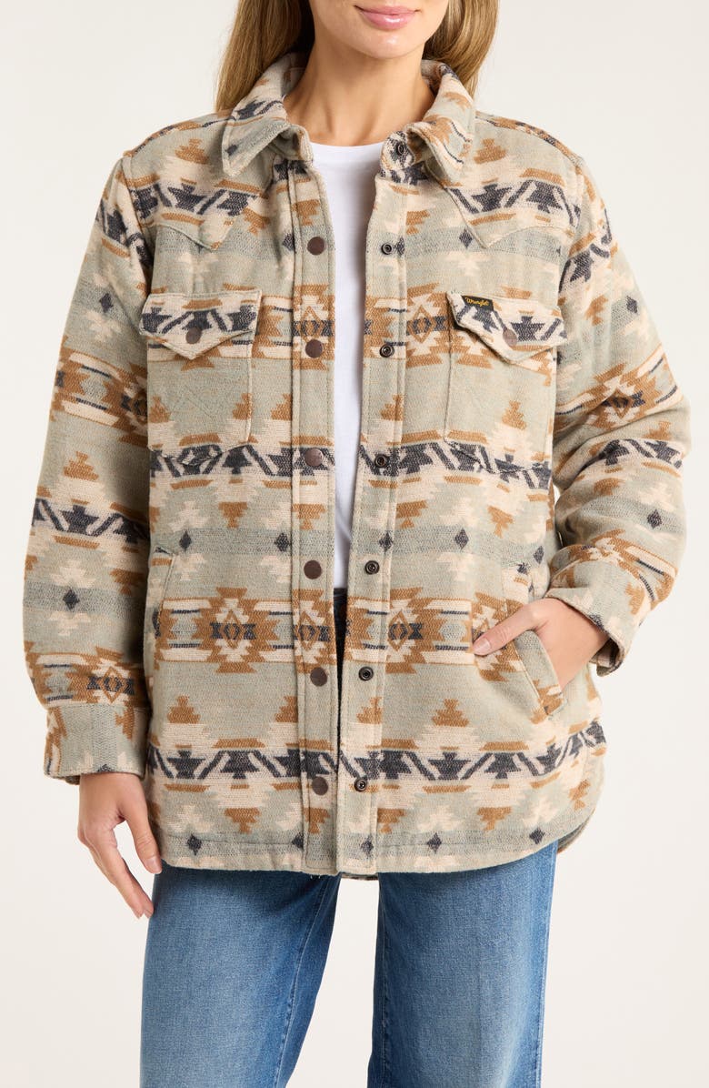 Wrangler Retro Cotton Jacquard Shacket, Alternate, color, Green Multi