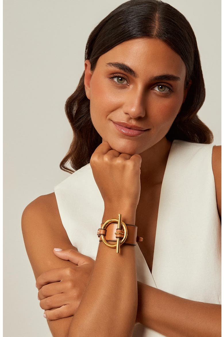 Origins Leather Bracelet, Alternate, color, Gold
