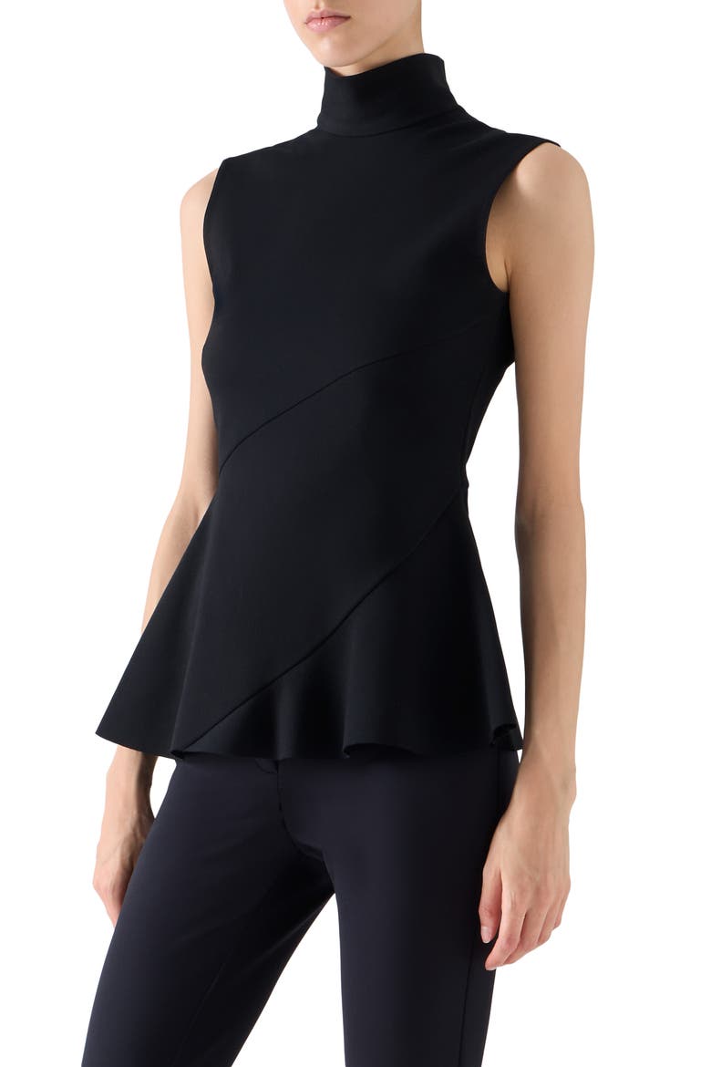 Signature Jersey Peplum Top, Alternate, color, BLACK
