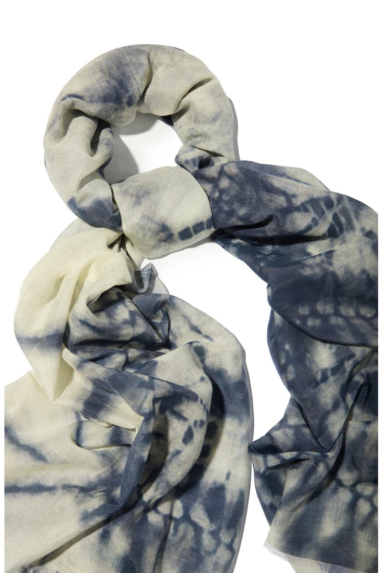 Tie Dye Cotton & Silk Scarf, Alternate, color, NAVY