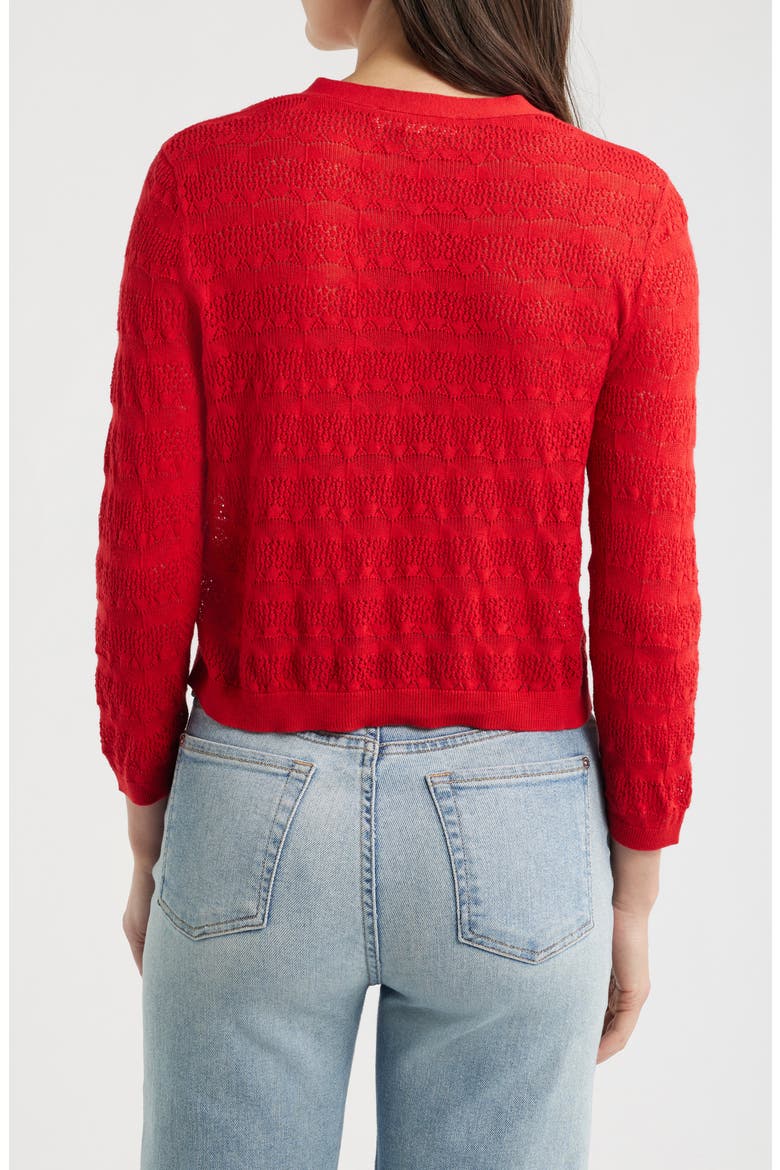 Sweet Day Pointelle Cardigan, Alternate, color, KNIT MELANGE BOAT RED