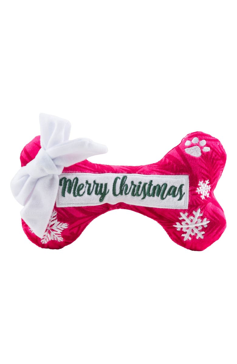 Haute Diggity Dog Merry Christmas Bone Dog Toy, Main, color, Red
