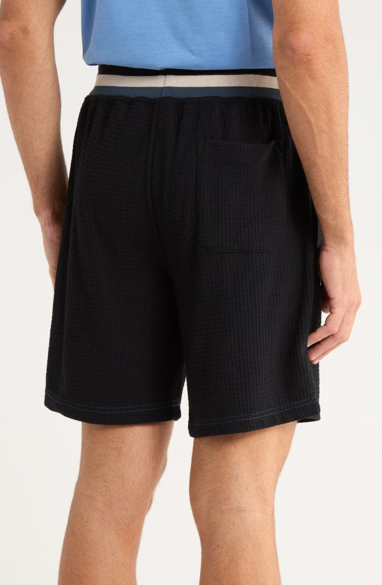 Majestic International Waffle Knit Lounge Shorts, Alternate, color, Black