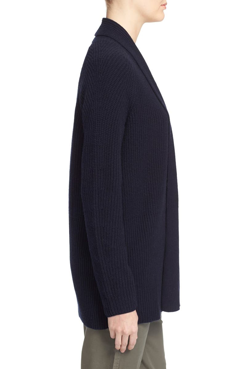 Vince Directional Rib Wool & Cashmere Cardigan, Alternate, color, 