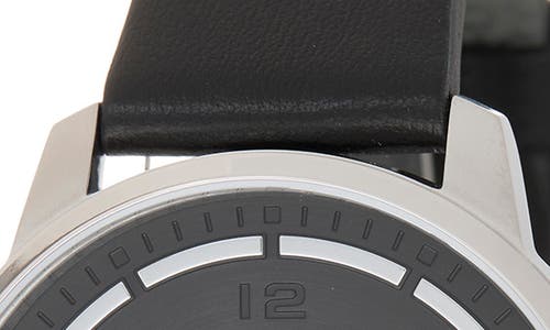 Hugo Boss Boss Stamp Leather Strap Watch, 42mm In Black