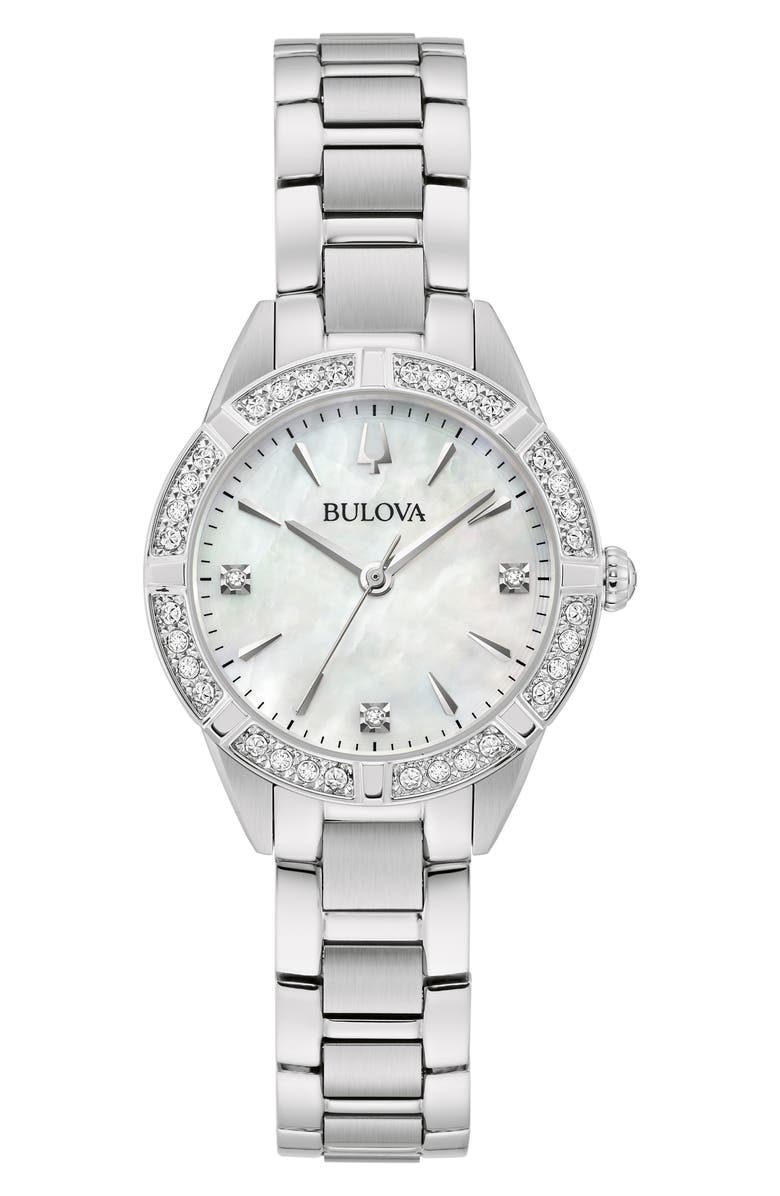 BULOVA Sutton Mother-of-Pearl & Diamond Bracelet Watch, 28mm, Main, color, 