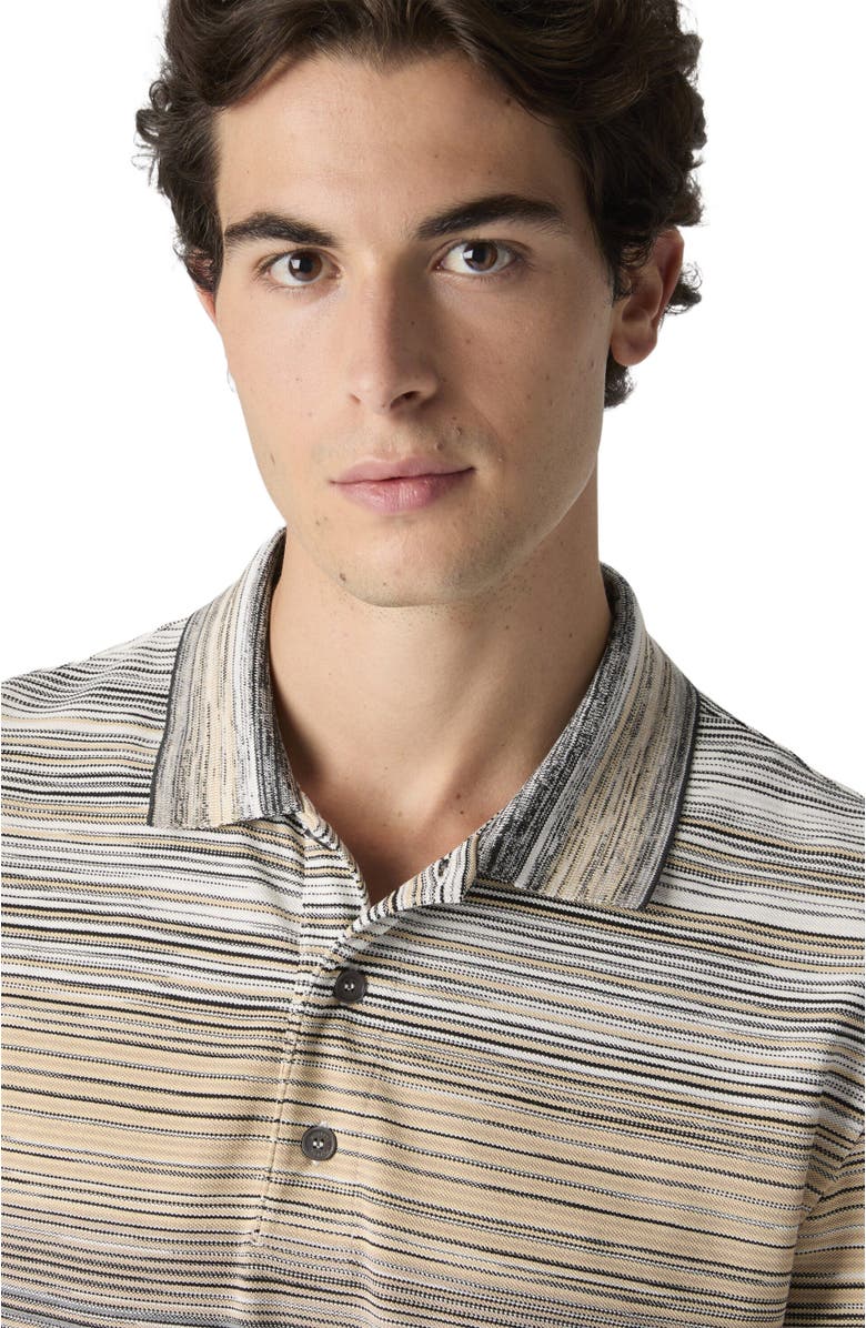 Missoni Long Sleeve Polo With Flame Knit, Alternate, color, Grey