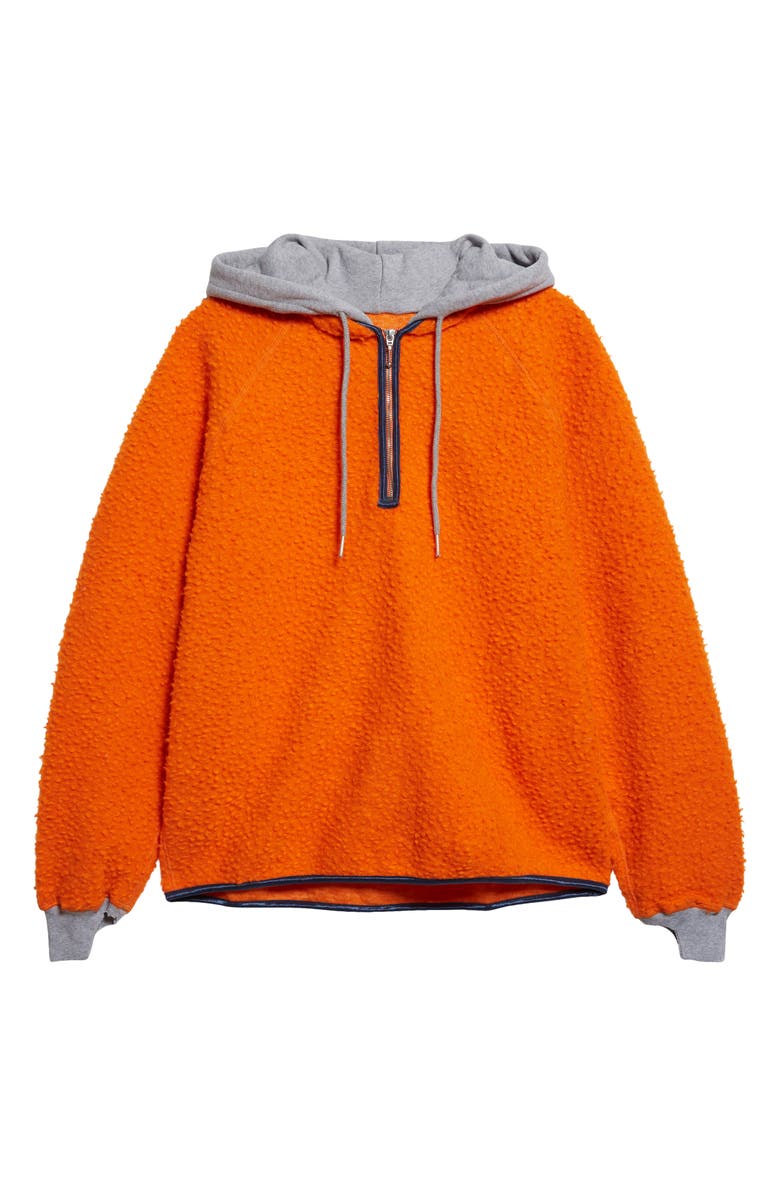 STOCKHOLM SURFBOARD CLUB Farm Colorblock Wool Blend Quarter Zip Hoodie, Alternate, color, Orange