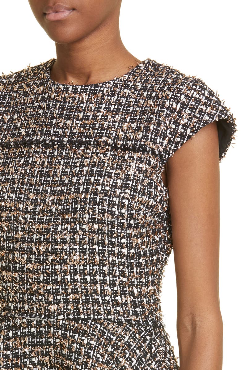 Jason Wu Collection Tinsel Tweed Asymmetric Hem Cotton Blend Dress, Alternate, color, 