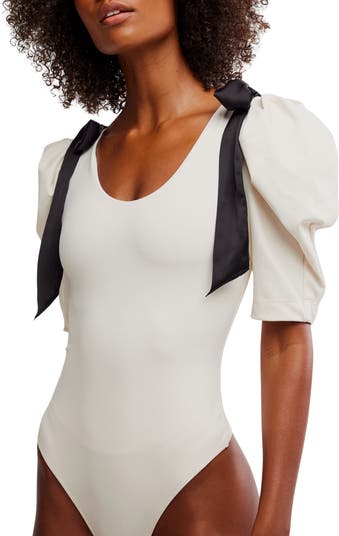 What a Girl Wants Bow Puff Sleeve Bodysuit