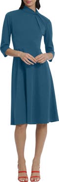 DONNA MORGAN FOR MAGGY Twist Collar Fit & Flare Dress