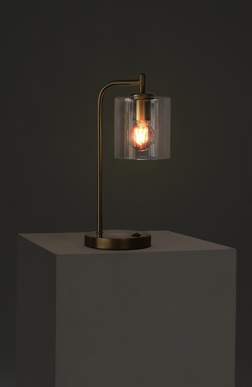 Brightech Elizabeth 5.5" Glass Shade Led Table Lamp With Usb And Wireless Charging Pad, Bulb Include In Gold