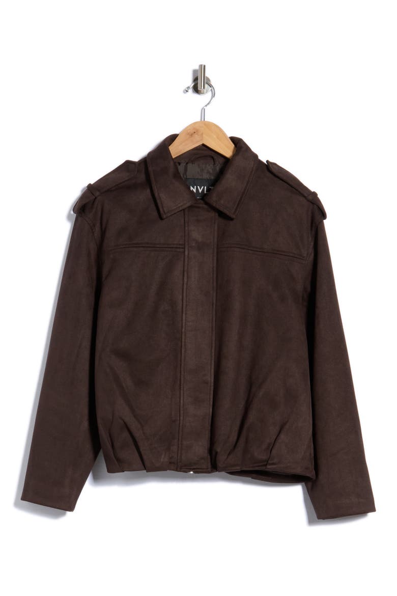 Faux Suede Cropped Jacket, Main, color, ESPRESSO