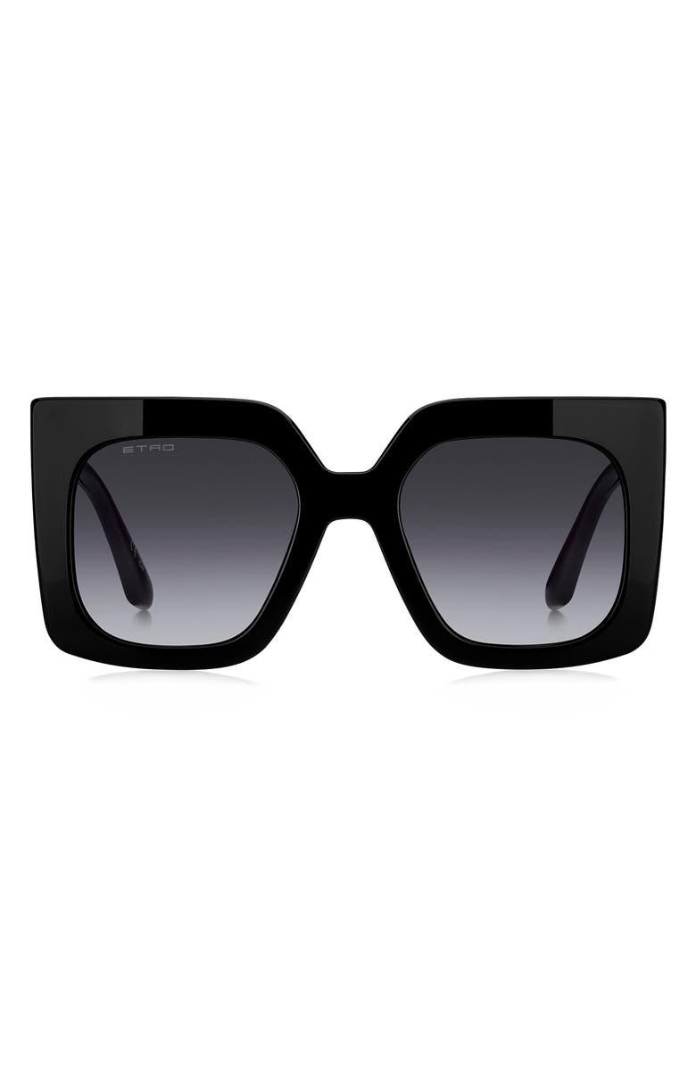 Etro 53mm Gradient Square Sunglasses, Main, color, Black/ Dark Grey Sf