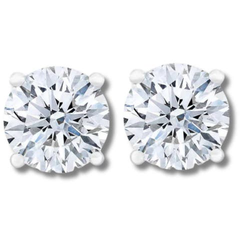 Certified 3 1/4Ct TW Diamond Studs 14k Gold Screw Backs Lab Grown