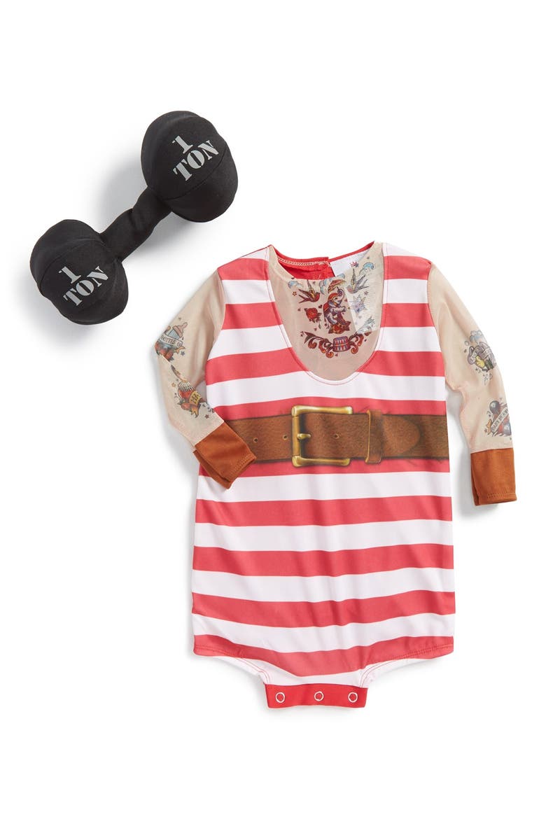Silly Strongman Costume, Alternate, color, WHITE