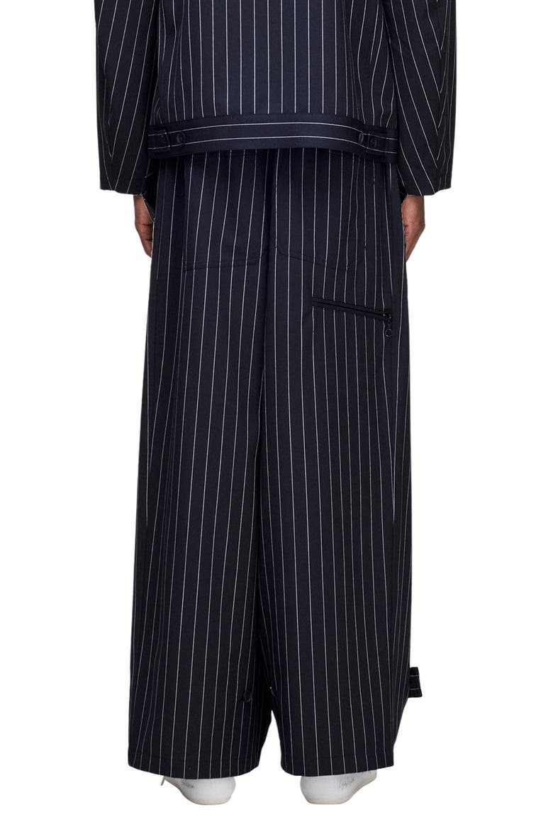 Refined Pinstripe Oversize Wide Leg Drawstring Pants, Alternate, color, BLACK
