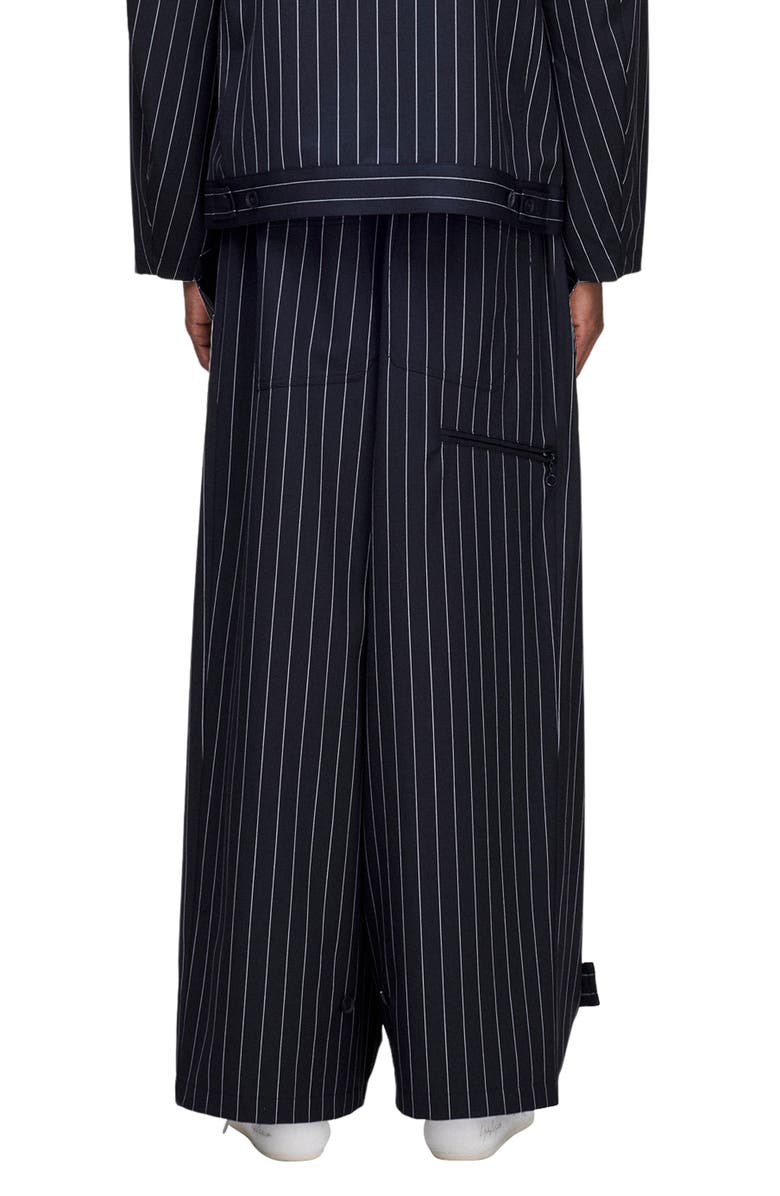 Y-3 Refined Pinstripe Oversize Wide Leg Drawstring Pants, Alternate, color, Black