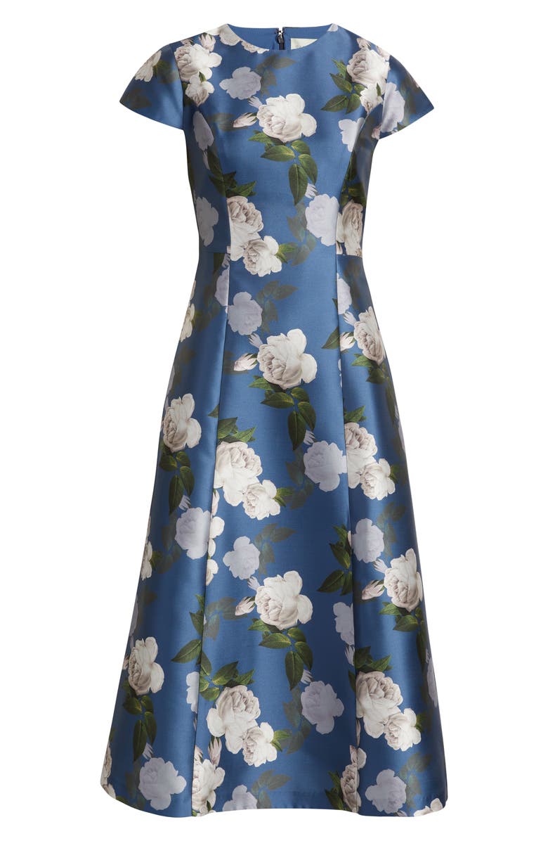 Sachin & Babi Jackie Floral Print Satin Cocktail Dress, Alternate, color, Steel Blue Blooms