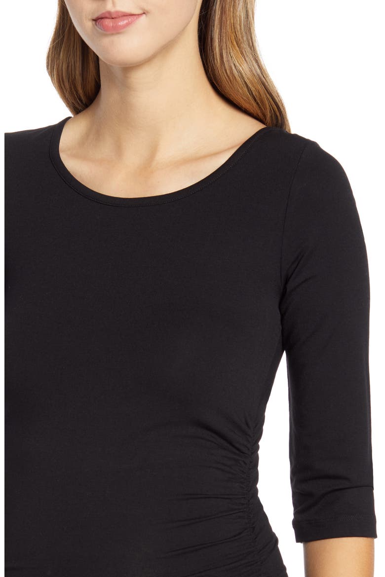 Cassie Ruched Maternity Body-Con Dress, Alternate, color, CAVIAR BLACK