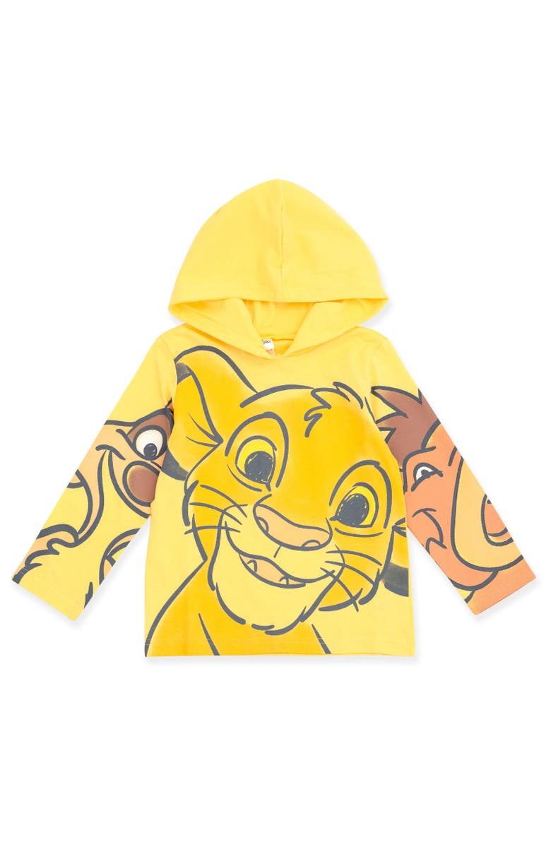 Disney Long Sleeve Hooded T-Shirt, Main, color, Lion King Yellow