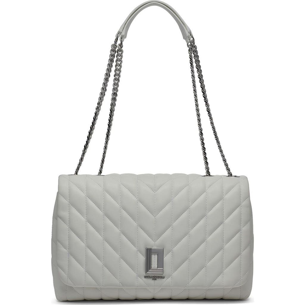 Shop Karl Lagerfeld Paris Lafayette Shoulder In Winter White/silver