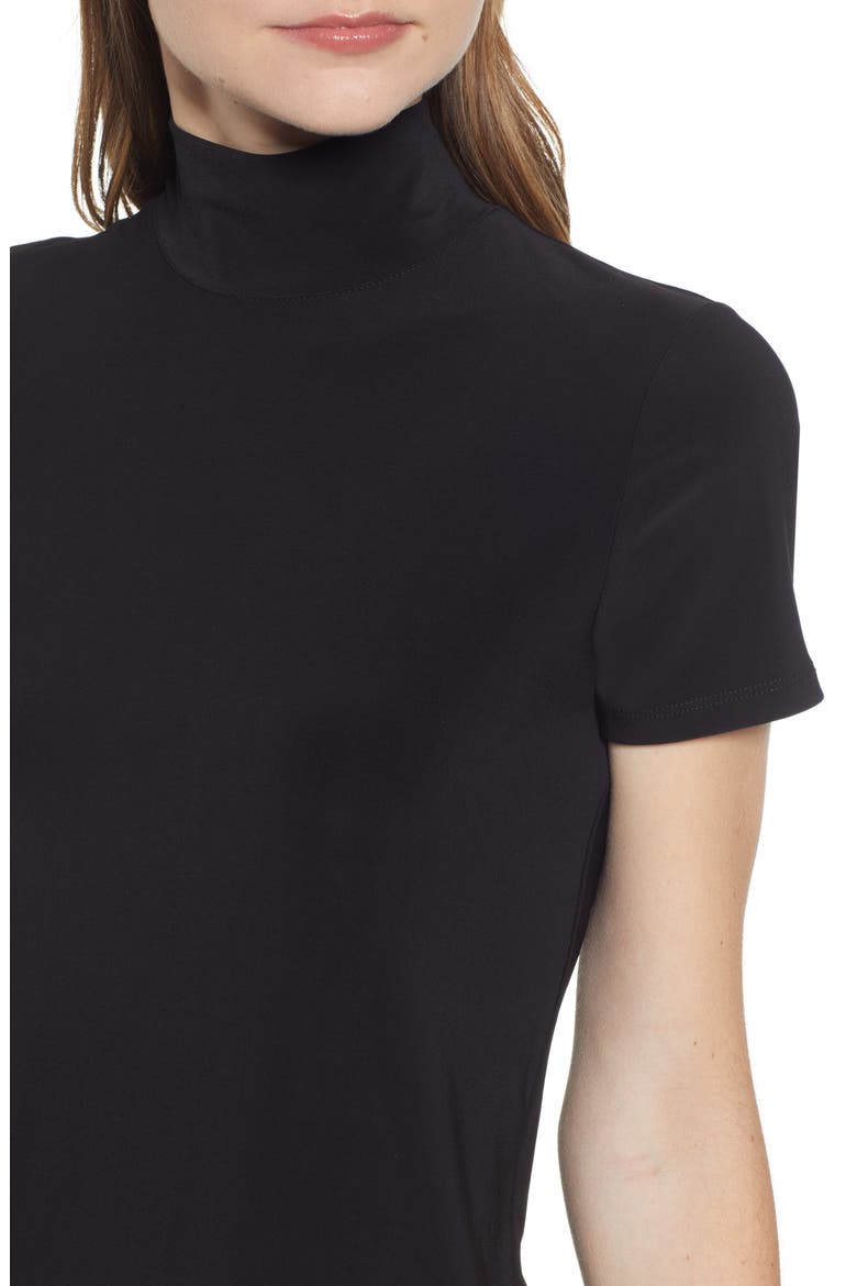 Short Sleeve Mock Neck Top, Alternate, color, ANNE BLACK