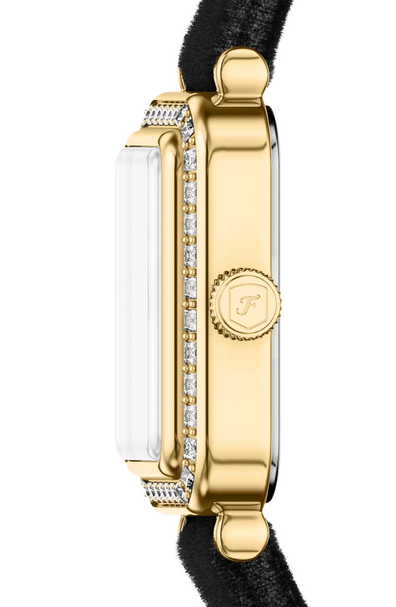 Fossil Raquel Velvet Strap Watch, 18mm x 29mm, Alternate, color, Black/ White