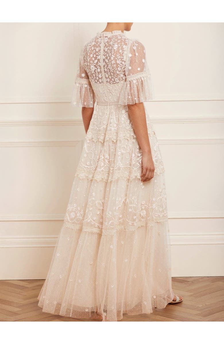 Needle & Thread Midsummer Lace Round Neck Dress, Alternate, color, Champagne