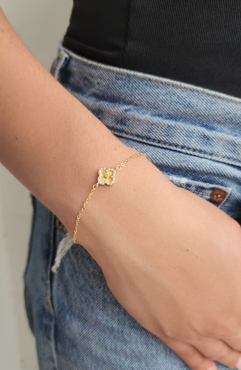 Adornia Pavé CZ Clover Charm Bracelet, Alternate, color, Gold