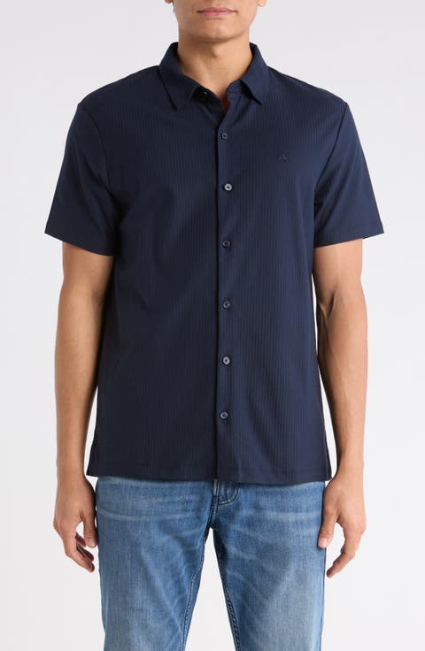Stripe Classic Fit Short Sleeve Button-Up Shirt