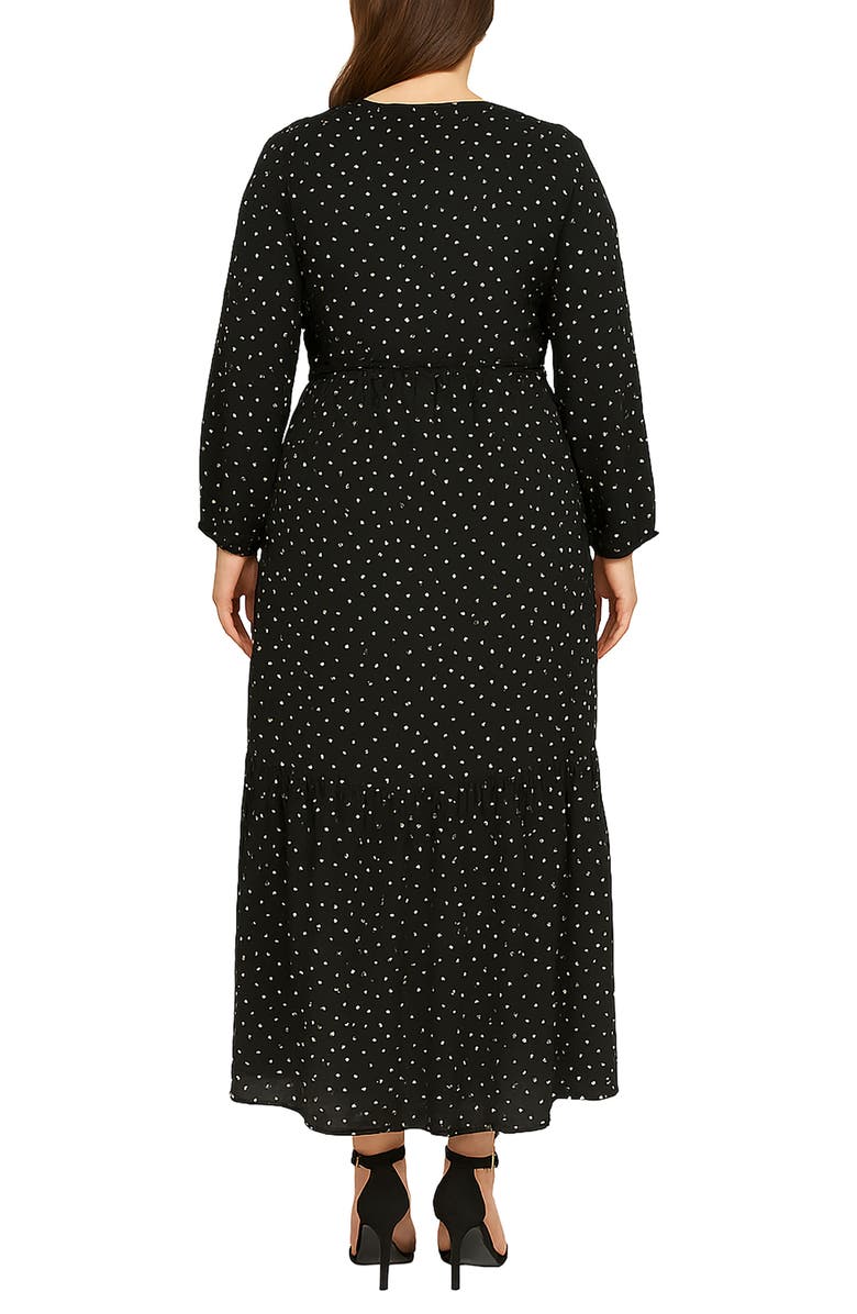 Standards & Practices Embroidered Detail Polka Dot Long Sleeve Maxi Dress, Alternate, color, Black