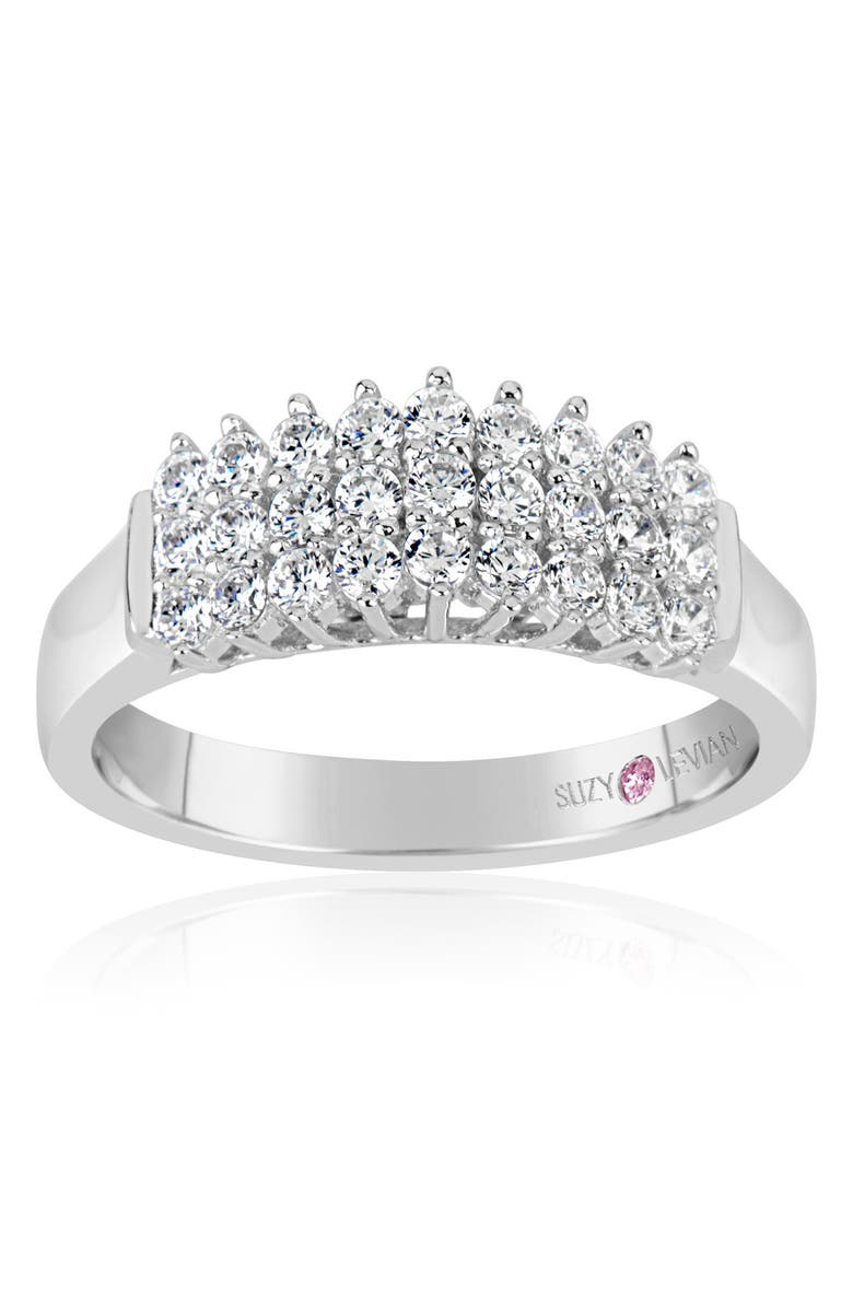 SUZY LEVIAN Sterling Silver White Cubic Zirconia 3-Row Ring, Alternate, color, White