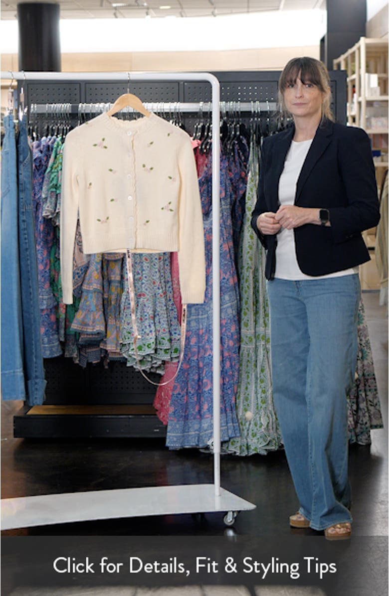 Anjou Floral Embroidered Ruffle Wool Cardigan, sales video thumbnail