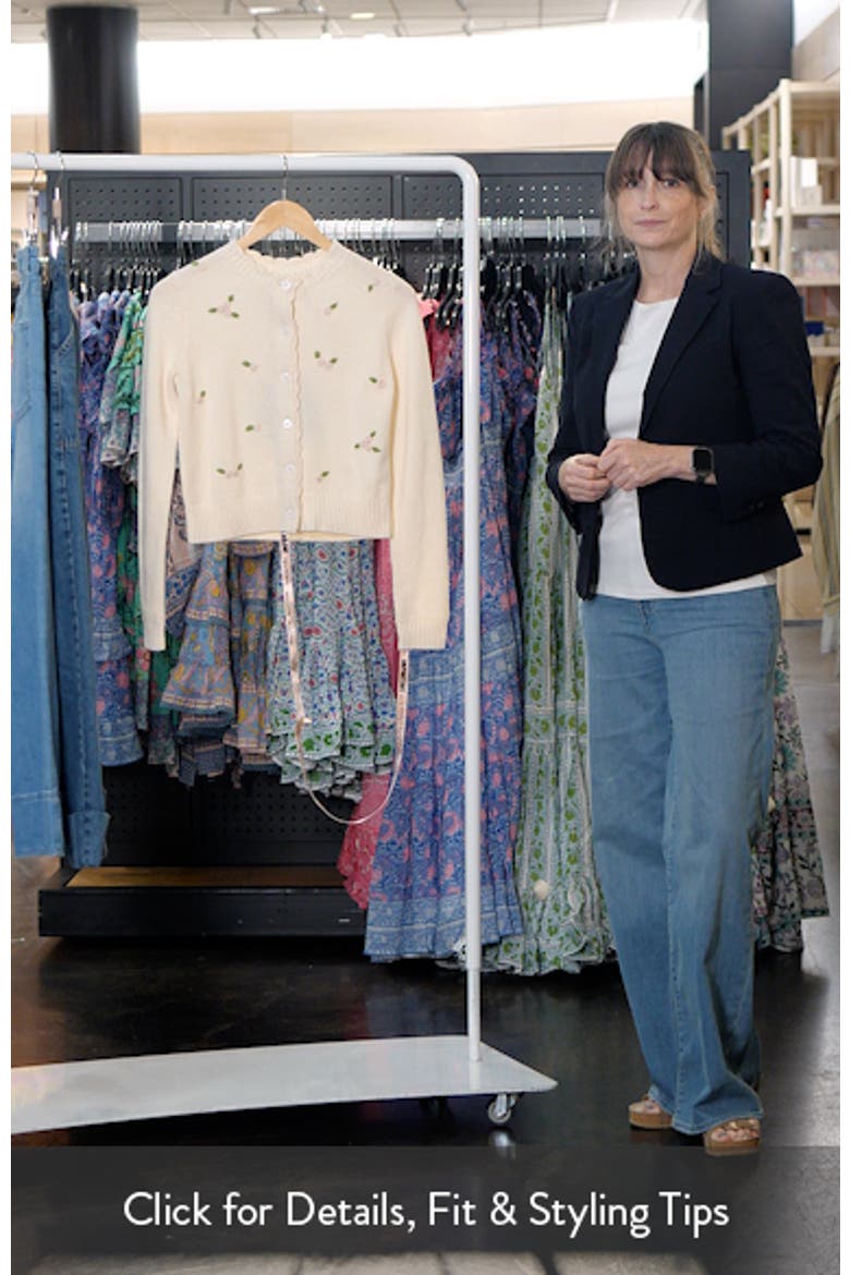Anjou Floral Embroidered Ruffle Wool Cardigan video