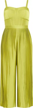 City Chic Pleated Satin Jumpsuit