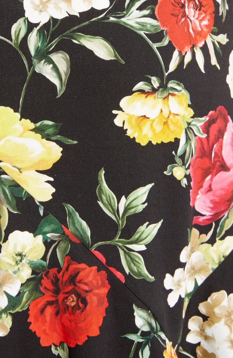 Dolce&Gabbana Floral Print Flare Hem Dress, Alternate, color, Black