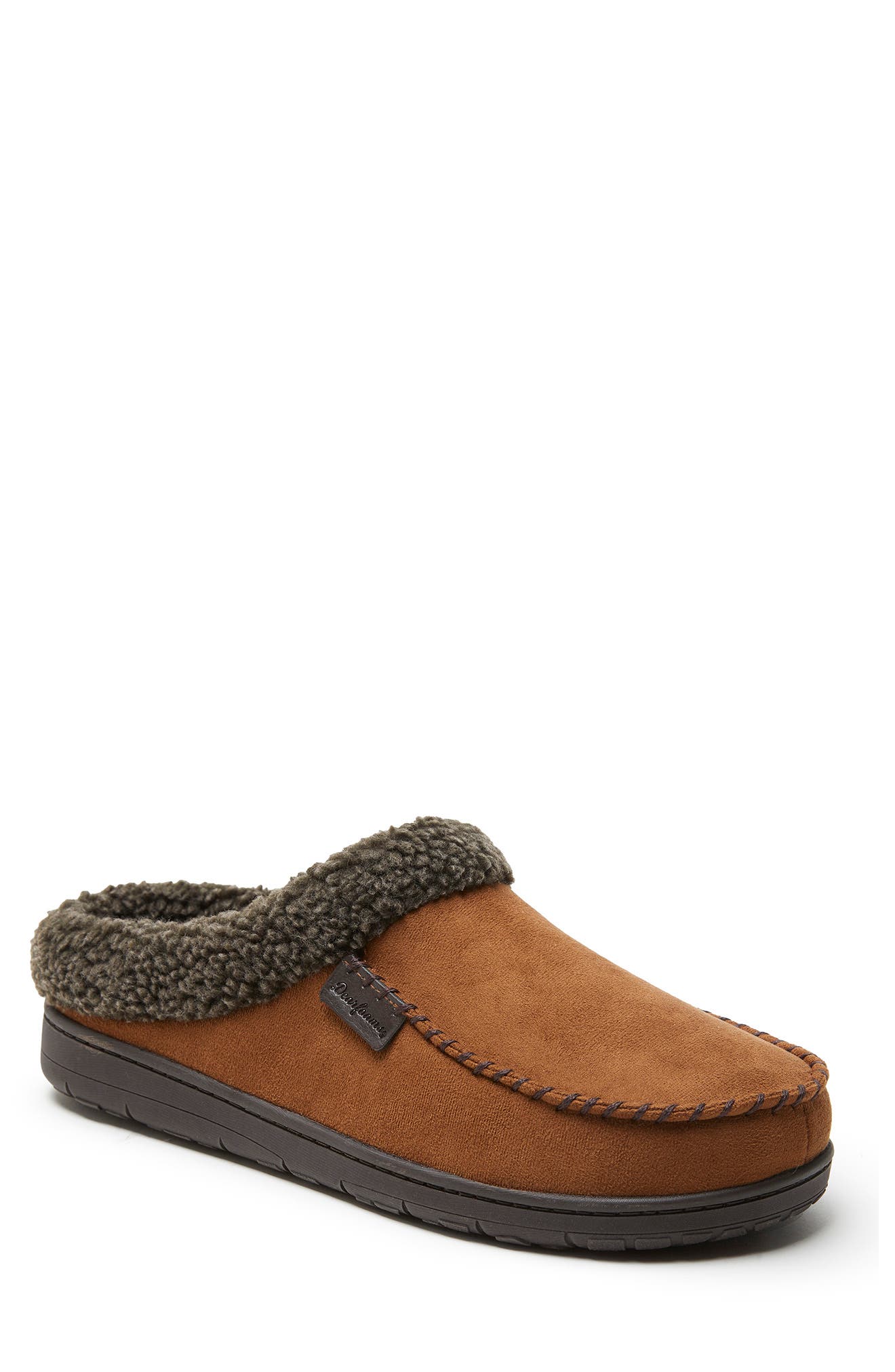 Brendan Microfiber Faux Fur Lined Clog Slipper, Main, color, CHESTNUT