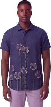Lords of Harlech Crafty Floral Short Sleeve Fine Linen Shirt