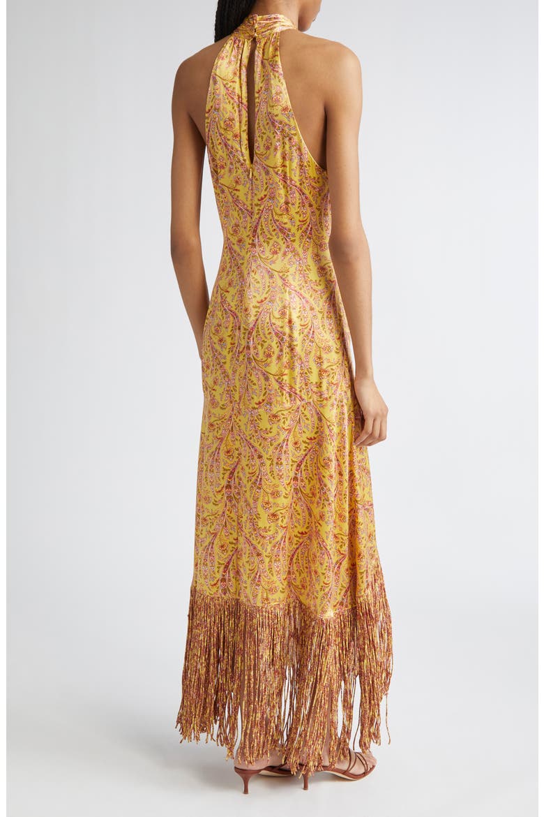 Teresa Charming Paisley Fringe Hem Maxi Dress, Alternate, color, LEMON GRASS MULTI