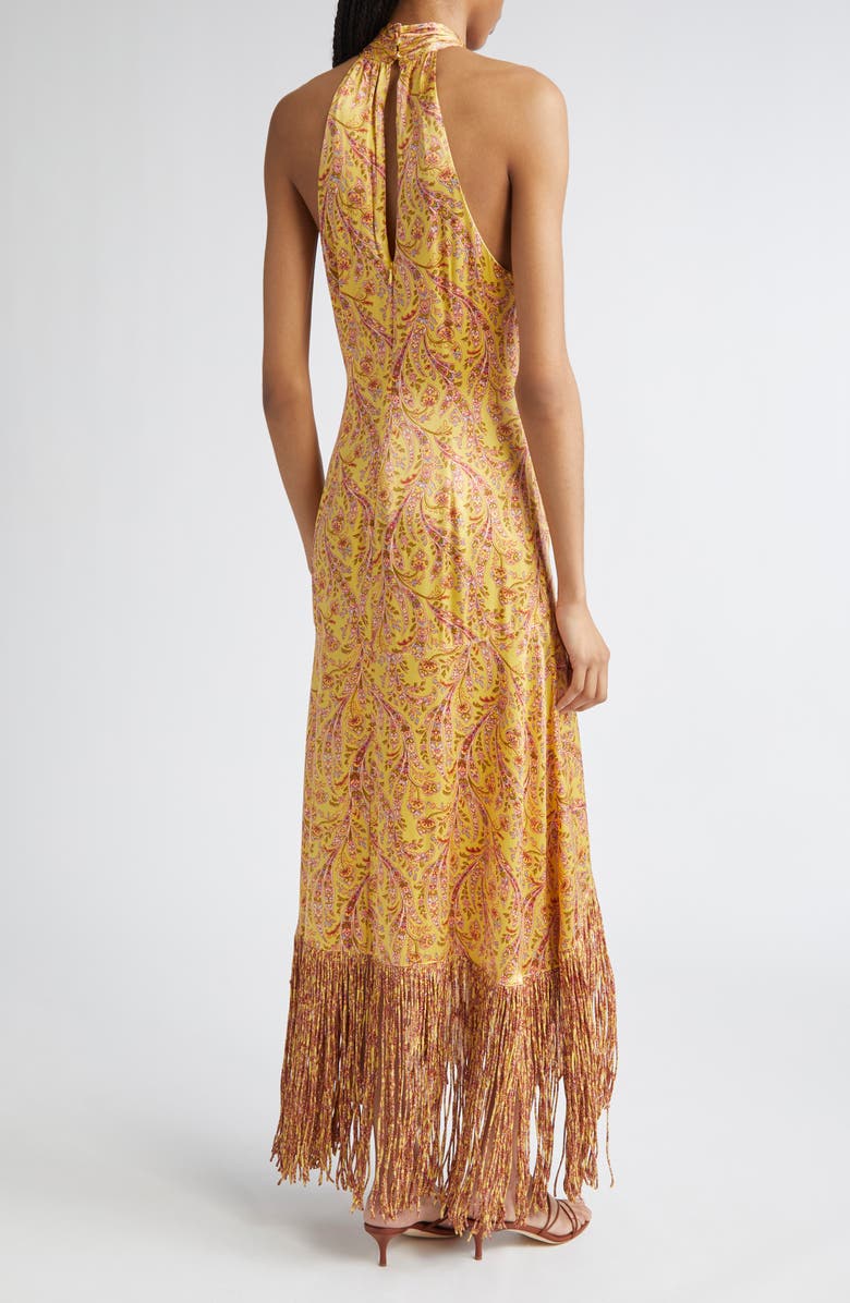 Cinq à Sept Teresa Charming Paisley Fringe Hem Maxi Dress, Alternate, color, Lemon Grass Multi