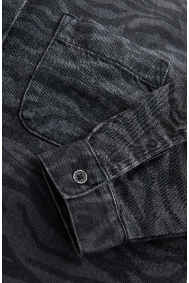 Kids' Zebra Denim Button-Up Shirt, Alternate, color, BLACK/GREY
