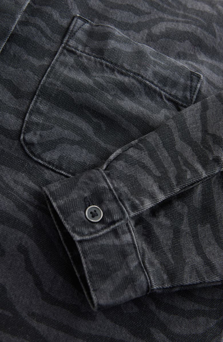 NEXT Kids' Zebra Denim Button-Up Shirt, Alternate, color, Black/Grey