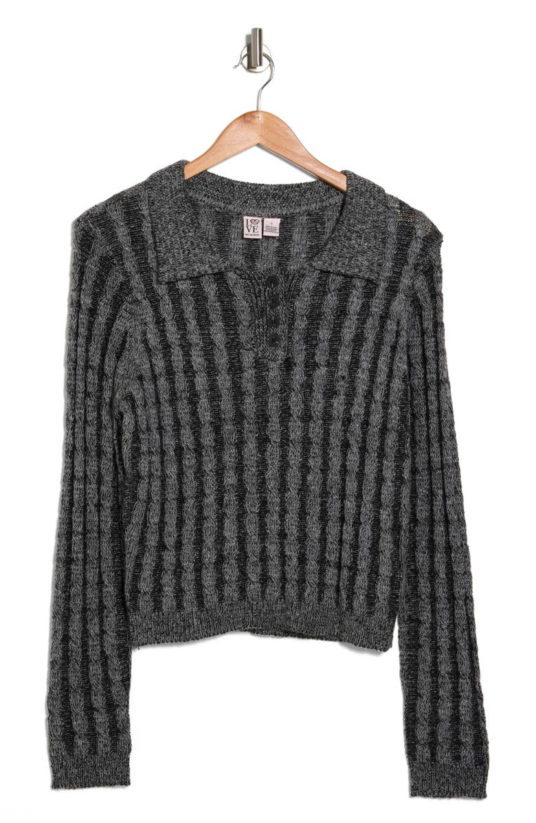 Love By Design Clara Ribbed Sweater, Alternate, color, Black/ Charcoal