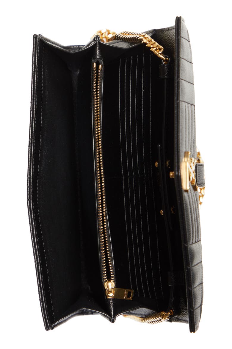 Envelope Quilted Pebbled Leather Wallet on a Chain, Alternate, color, NERO/ NERO/ NERO