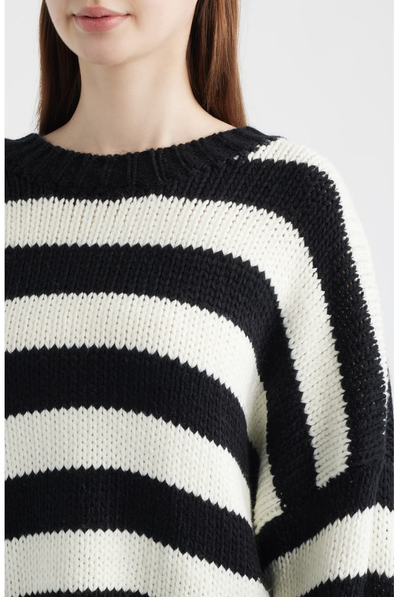 Jailbird Stripe Chunky Knit Sweater, Alternate, color, BLACK/ WHITE