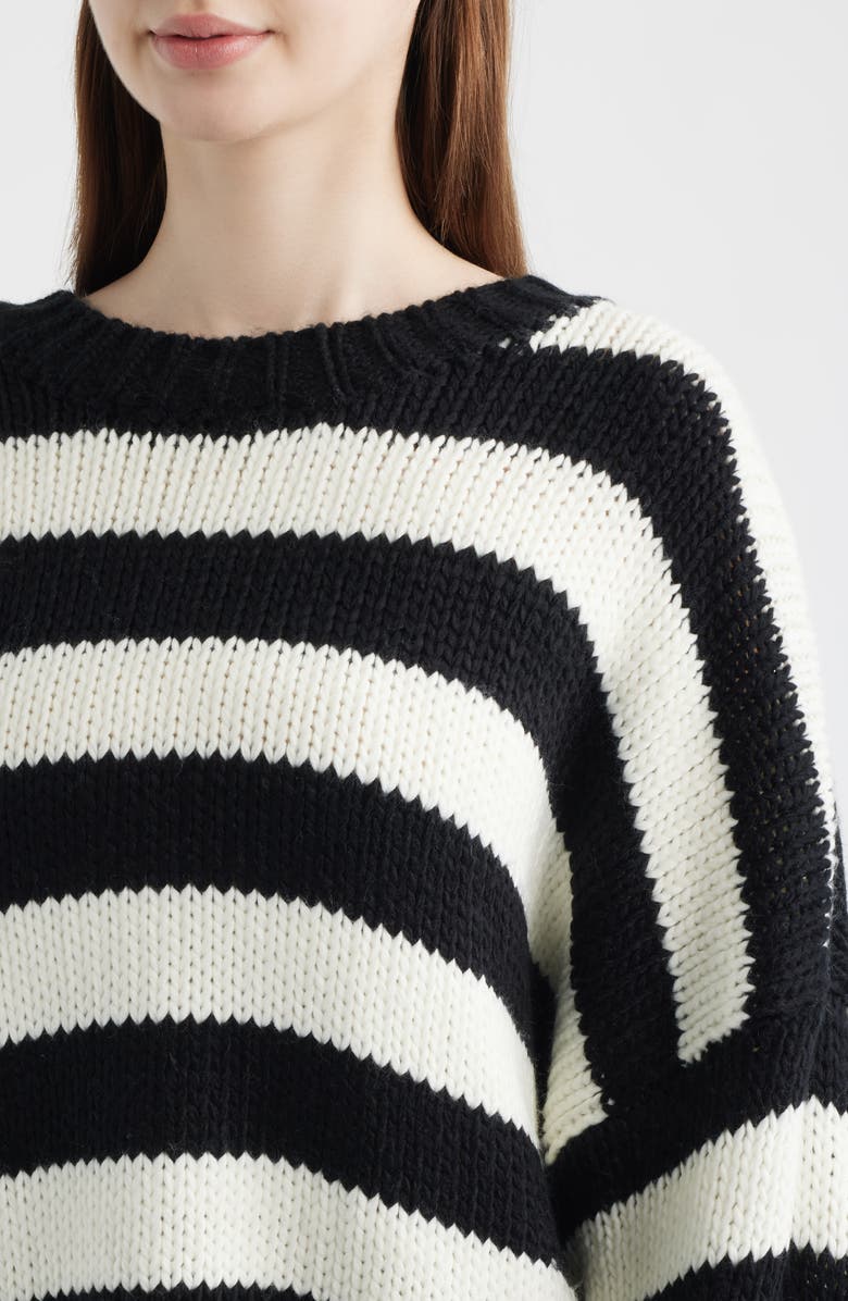 Dressed in Lala Jailbird Stripe Chunky Knit Sweater, Alternate, color, Black/ White